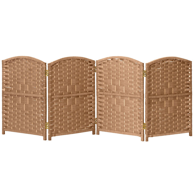 Natural Fiber 2 Ft Tall Folding Screen with 4 Panels