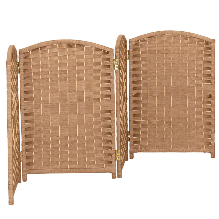 Natural Fiber 2 Ft Tall Folding Screen with 4 Panels