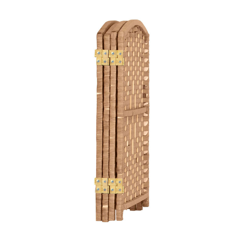 Natural Fiber 2 Ft Tall Folding Screen with 4 Panels