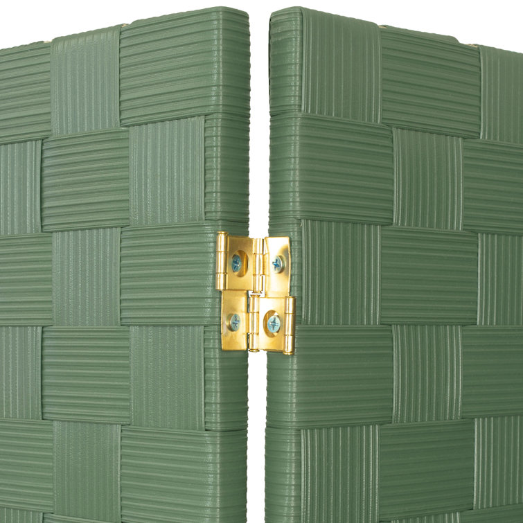 Green Vinyl 6-Panel Folding Floor Screen
