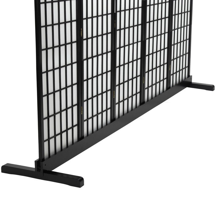 Black Stained Wood 3-Panel Room Divider Stand