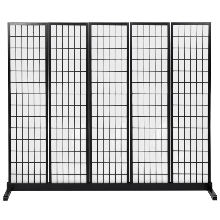 Black Stained Wood 3-Panel Room Divider Stand