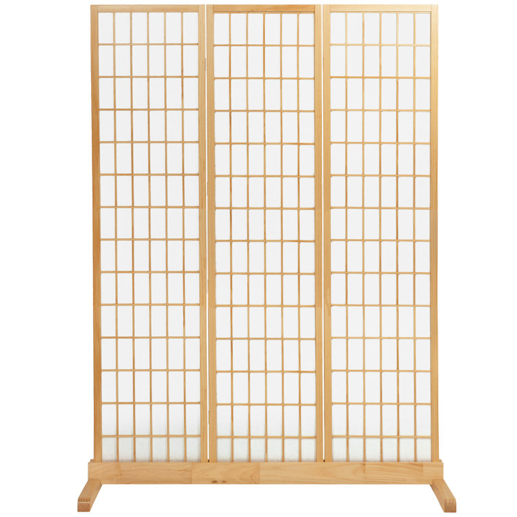 Natural Wood 3-Panel Room Divider Stand