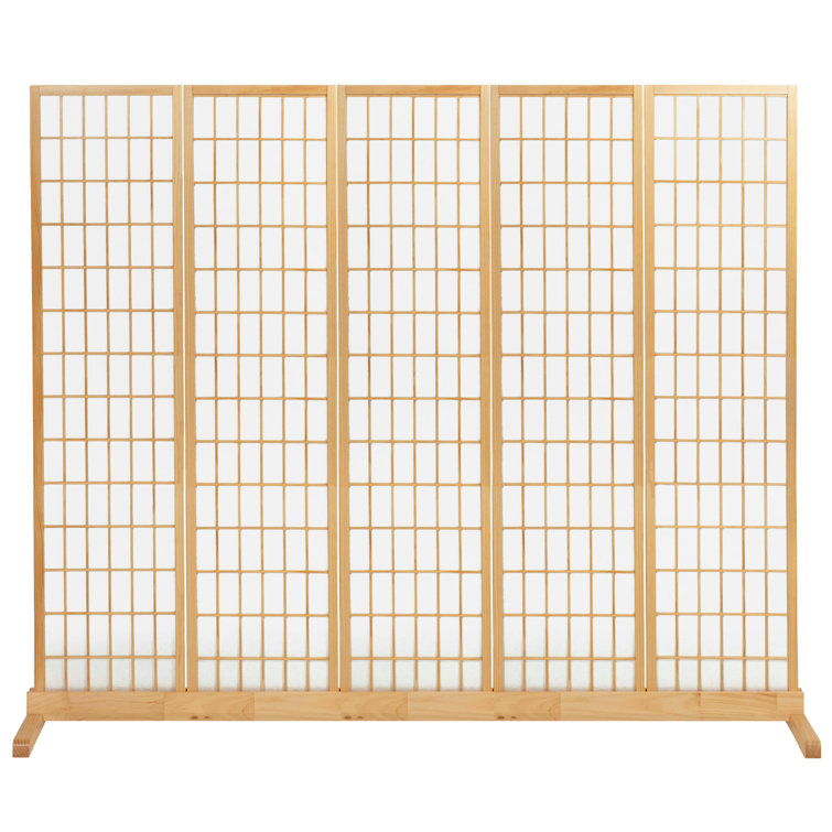 Natural Wood 4-Panel Folding Screen Room Divider Stand