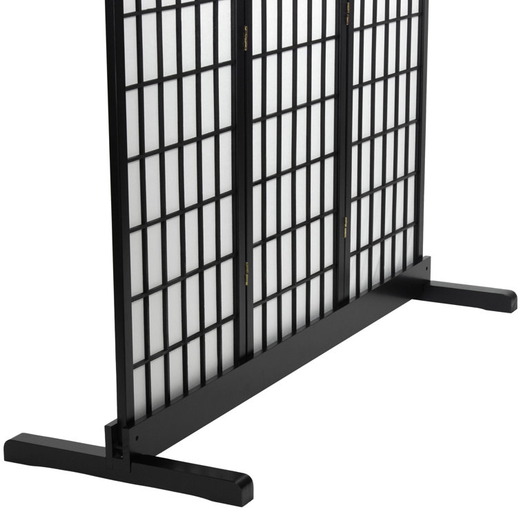 Black Stained Wood 3-Panel Room Divider Stand