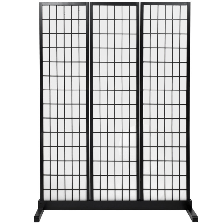 Black Stained Wood 3-Panel Room Divider Stand