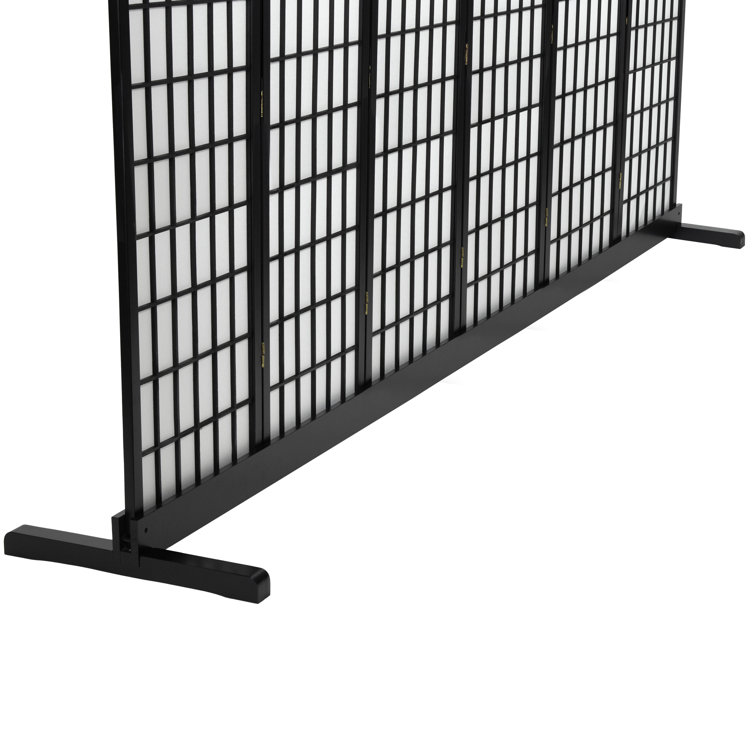 Black Stained Wood 3-Panel Room Divider Stand