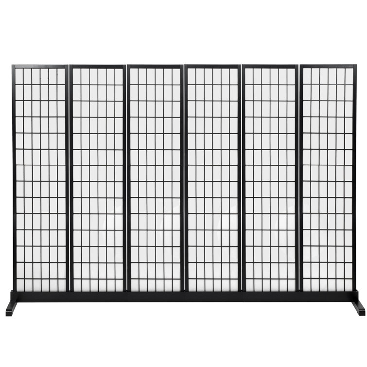 Black Stained Wood 3-Panel Room Divider Stand