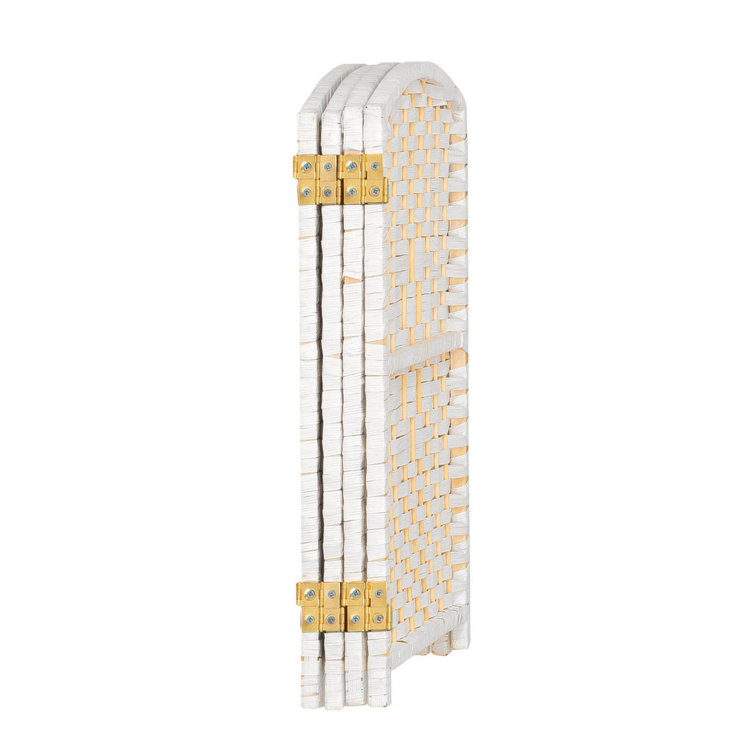 White Natural Fiber 4-Panel Folding Room Divider