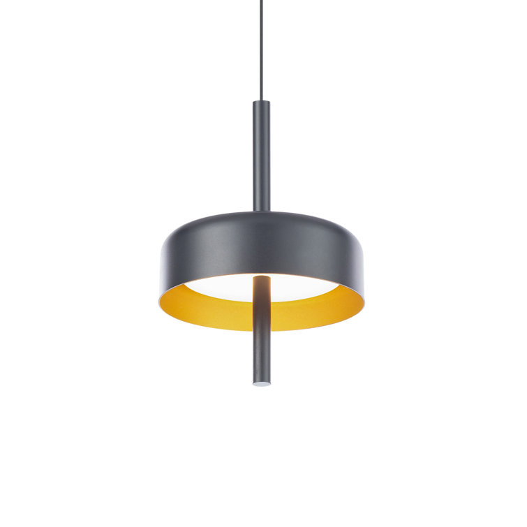 Pierce Black/Gold Mini LED Pendant with White Opaque Acrylic Shade