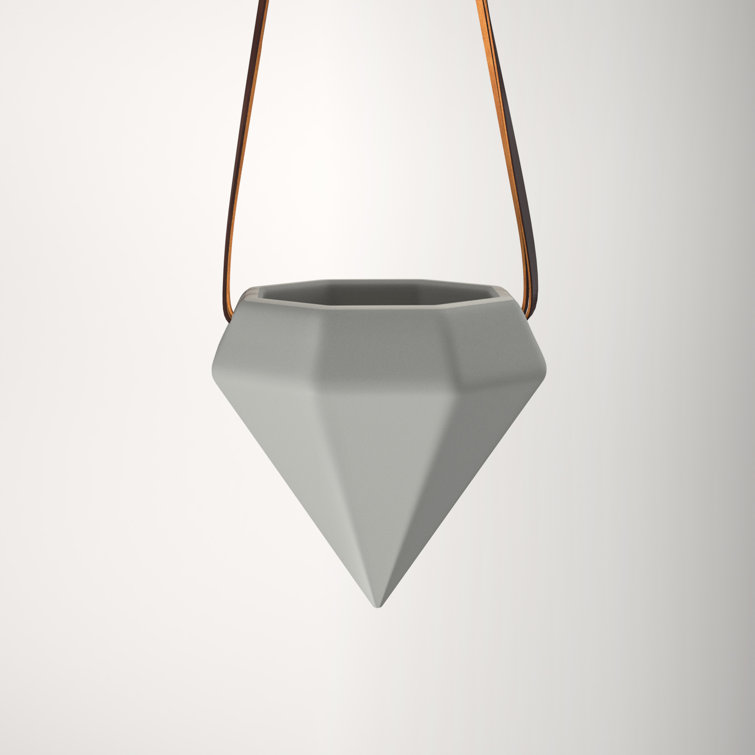 Elysian Glam Modern Light Gray Ceramic Cone Hanging Planter
