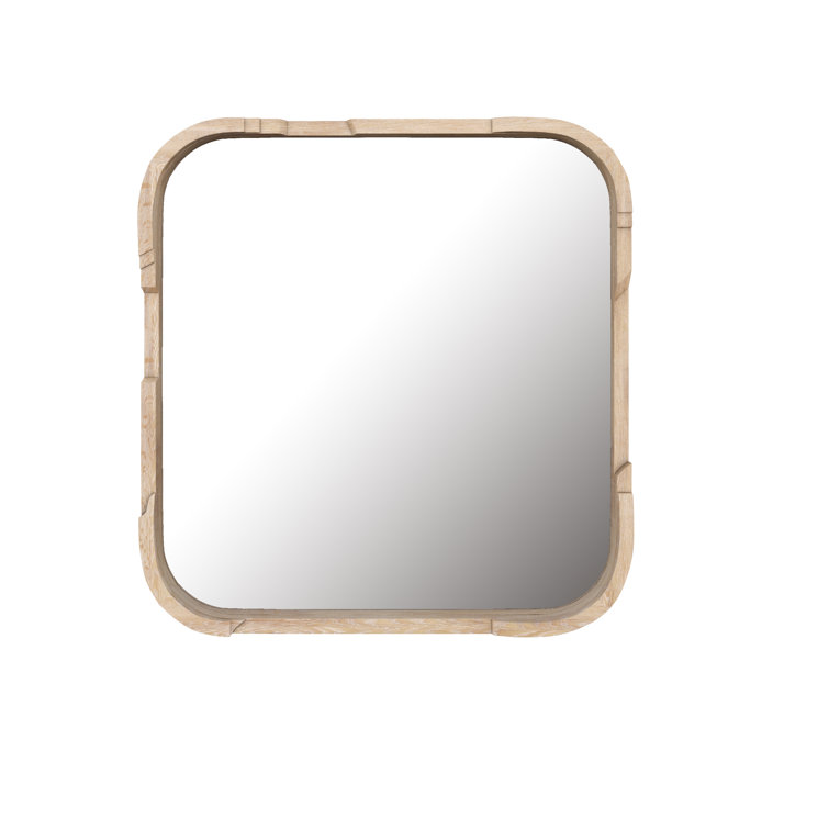 Cracked Almond Square Wood Wall Mirror