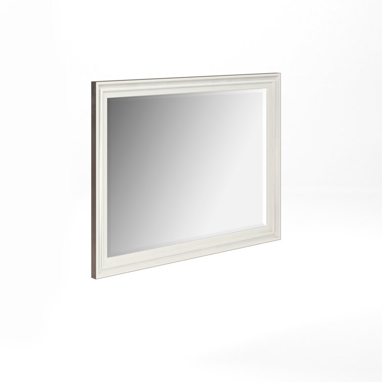 Alabaster White Wood Framed Wall Mirror