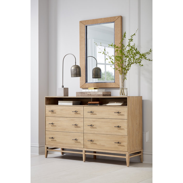 Transitional Brown Wood Wall Mirror with Textured Frame