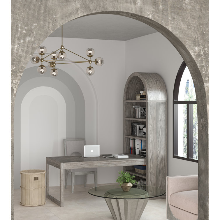 Gray Mink Solid Poplar Adjustable Arched Bookcase