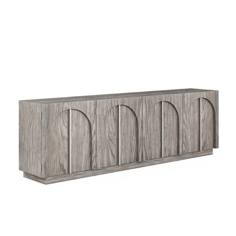 95'' Gray Oak Veneer Sideboard with Solid Poplar Frame