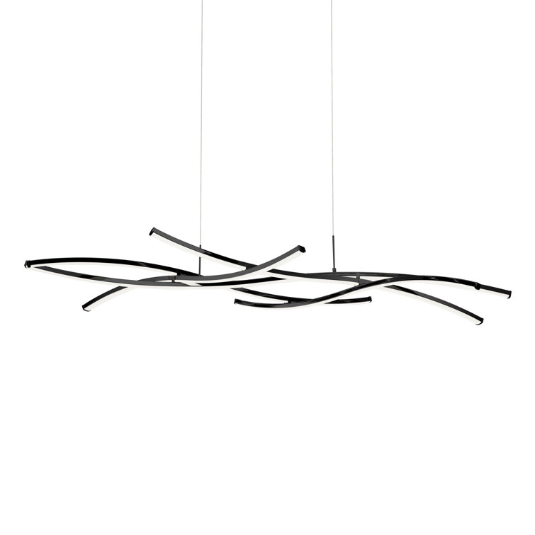 Sleek Black Divergence 9-Light LED Modern Linear Chandelier