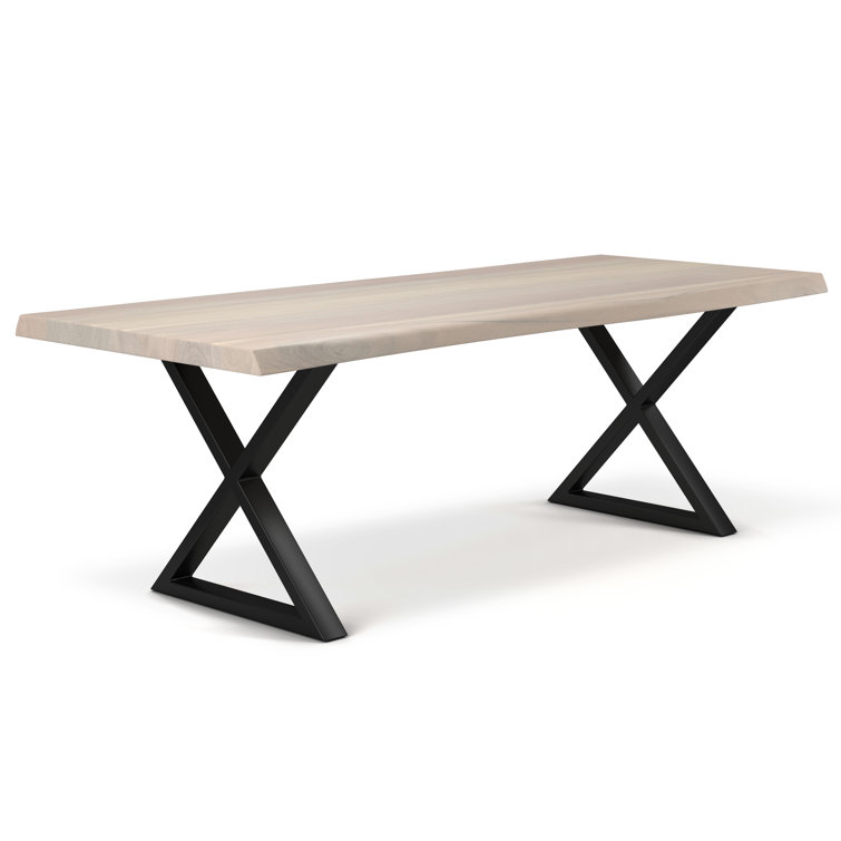 Sandblasted Grey Acacia Wood & Brass 92" Dining Table