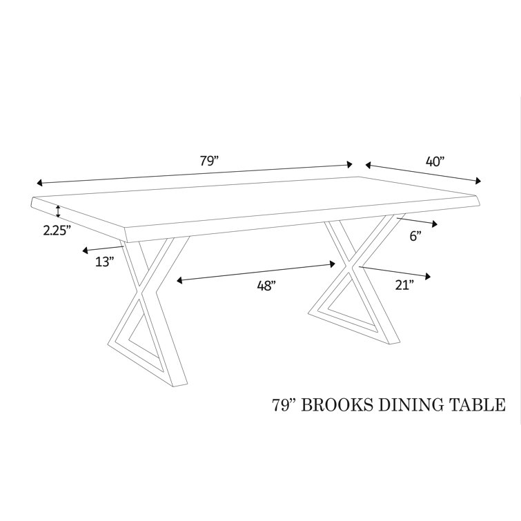 Brooks 79" Rectangular Reclaimed Acacia Wood Dining Table with Aluminum X-Base