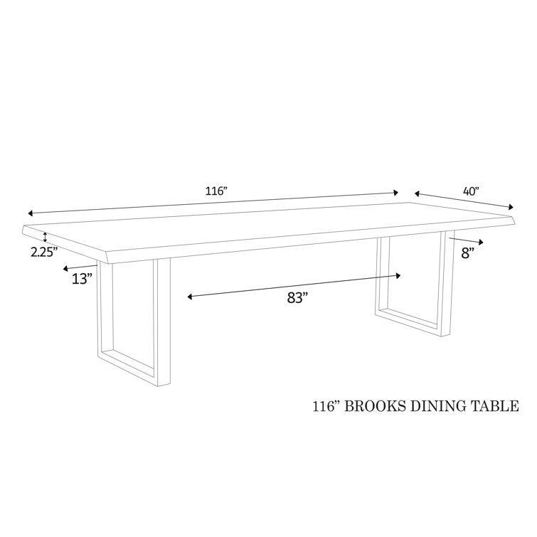 Americano Acacia Wood & Pewter Aluminum 92" Rectangular Dining Table