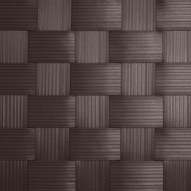 Dark Brown Vinyl Folding Floor Screen with Spruce Wood Frame