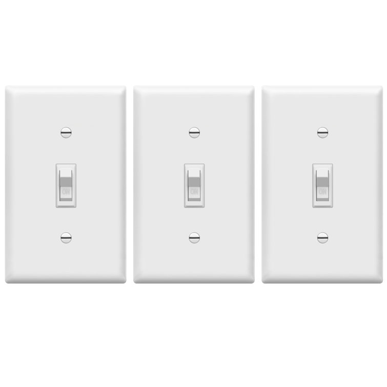 White 15-Amp Single Pole Toggle Light Switch with Wall Plate