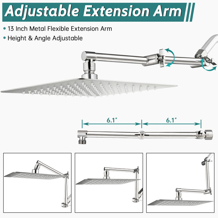 Brushed Nickel Adjustable Dual Rain Shower Head with Handheld