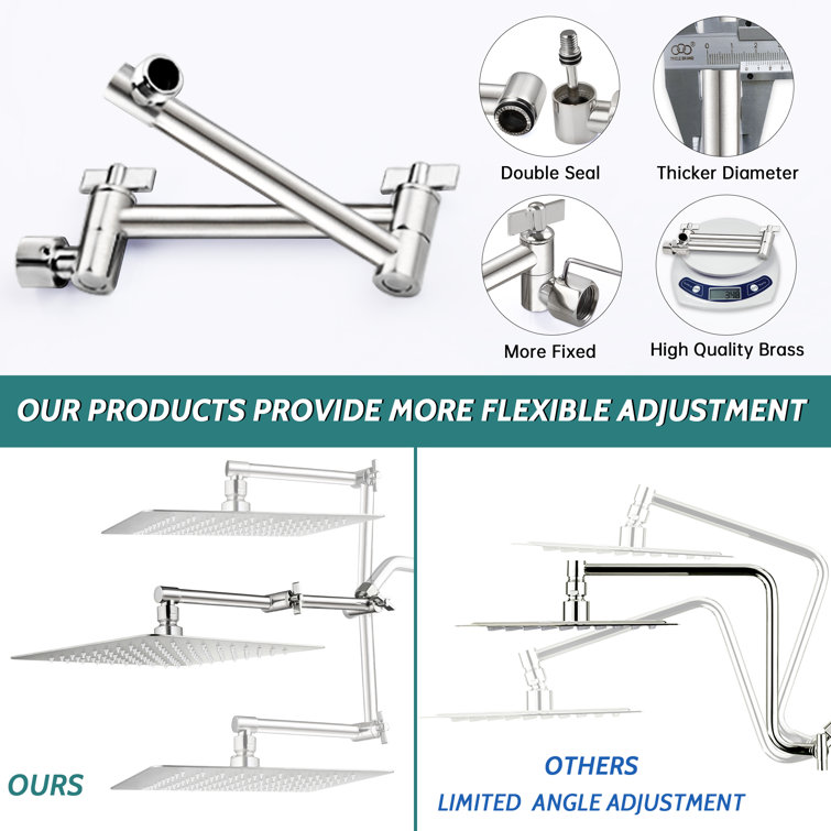 Brushed Nickel Adjustable Dual Rain Shower Head with Handheld