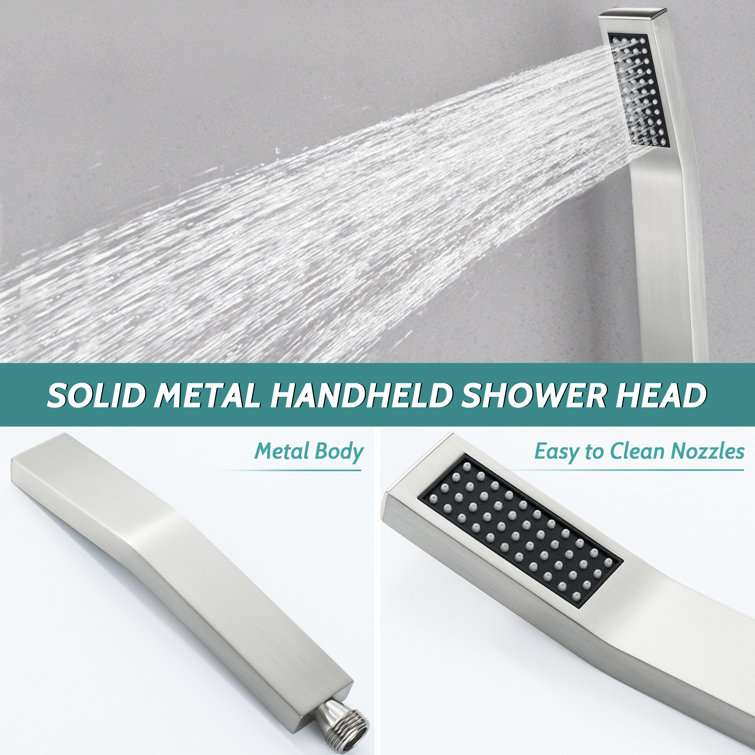 Brushed Nickel Adjustable Dual Rain Shower Head with Handheld