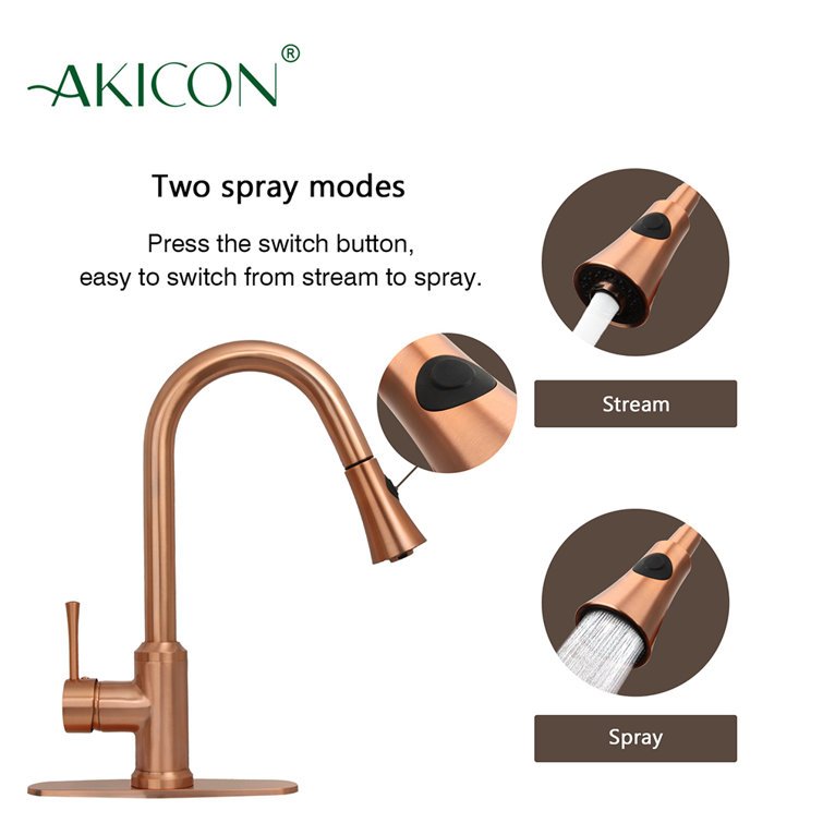 Copper Brass Pull-out Spray Single Handle Kitchen Faucet