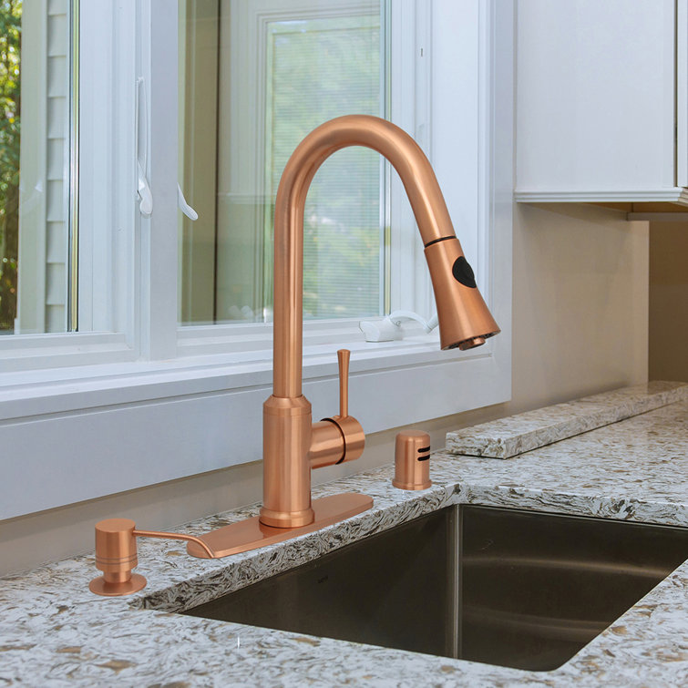 Copper Brass Pull-out Spray Single Handle Kitchen Faucet