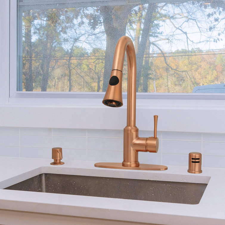 Copper Brass Pull-out Spray Single Handle Kitchen Faucet