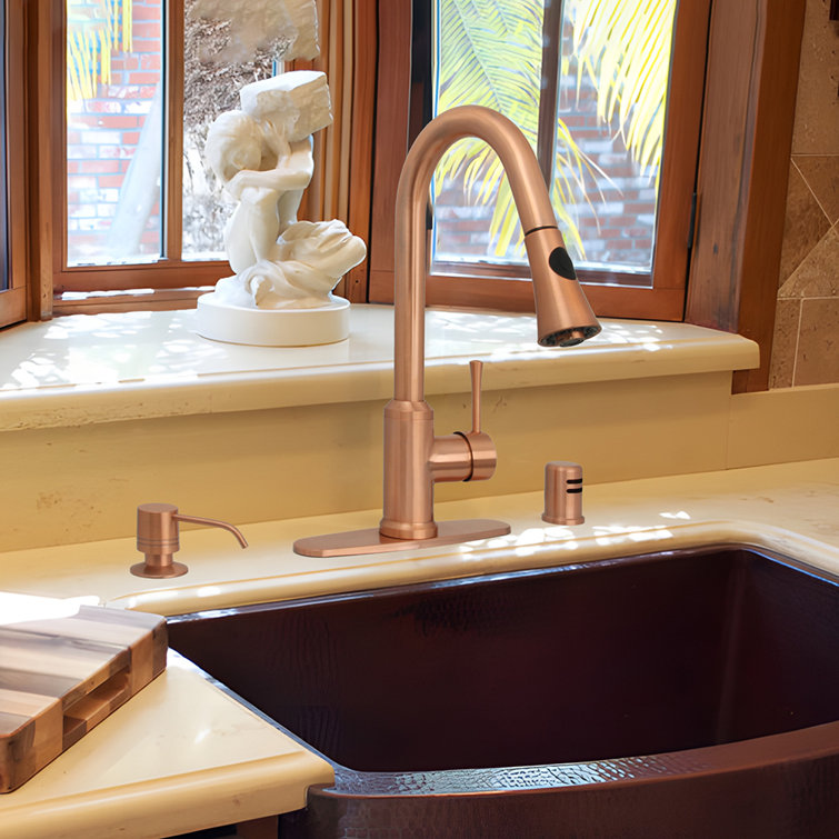 Copper Brass Pull-out Spray Single Handle Kitchen Faucet