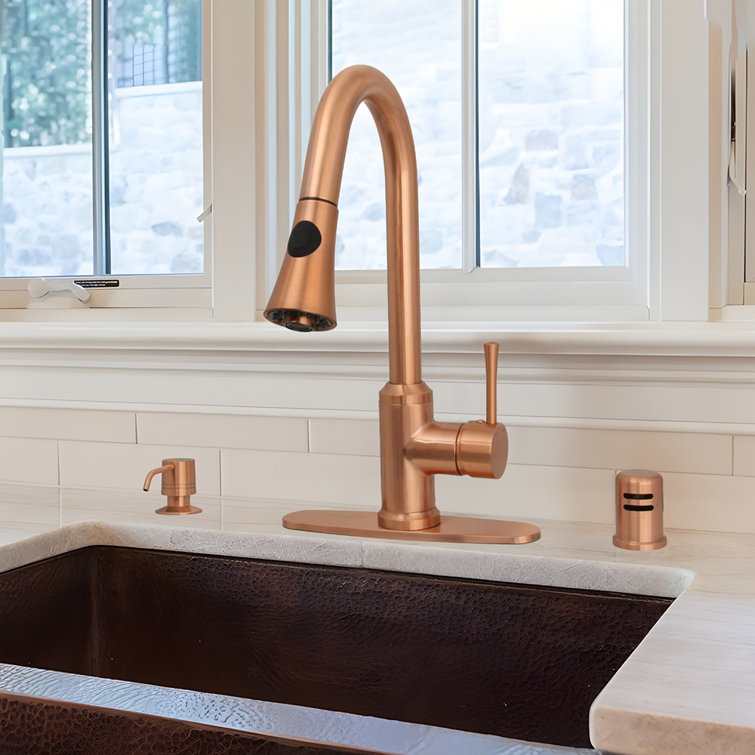 Copper Brass Pull-out Spray Single Handle Kitchen Faucet