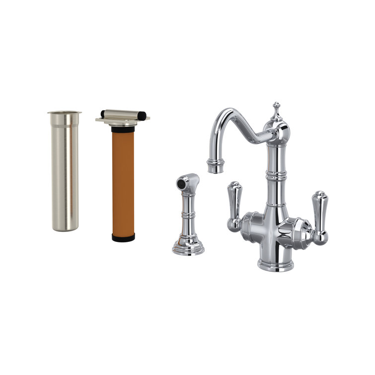 Classic Polished Nickel Kitchen Faucet with Filter, 9.5" Height