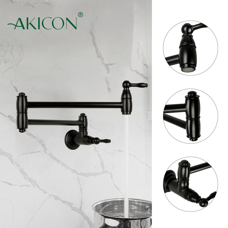 Matte Black Brass Wall-Mounted Pot Filler Faucet