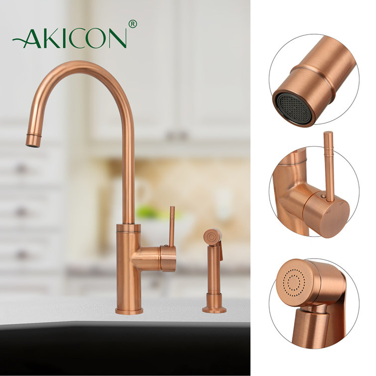 Copper Single Handle Kitchen Faucet with Side Spray
