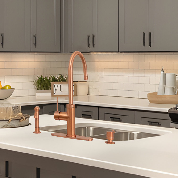 Copper Single Handle Kitchen Faucet with Side Spray