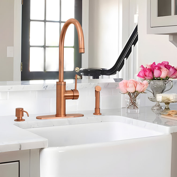 Copper Single Handle Kitchen Faucet with Side Spray
