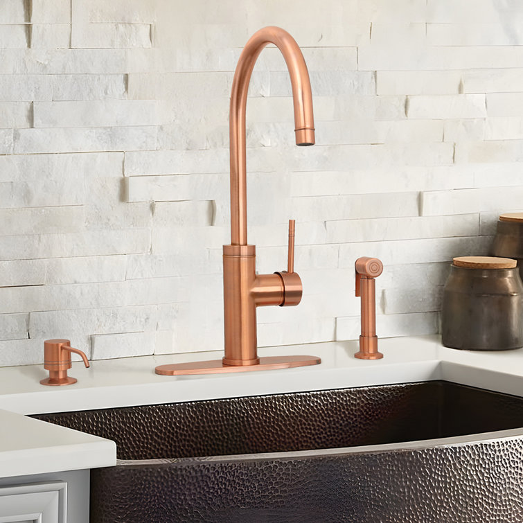 Copper Single Handle Kitchen Faucet with Side Spray