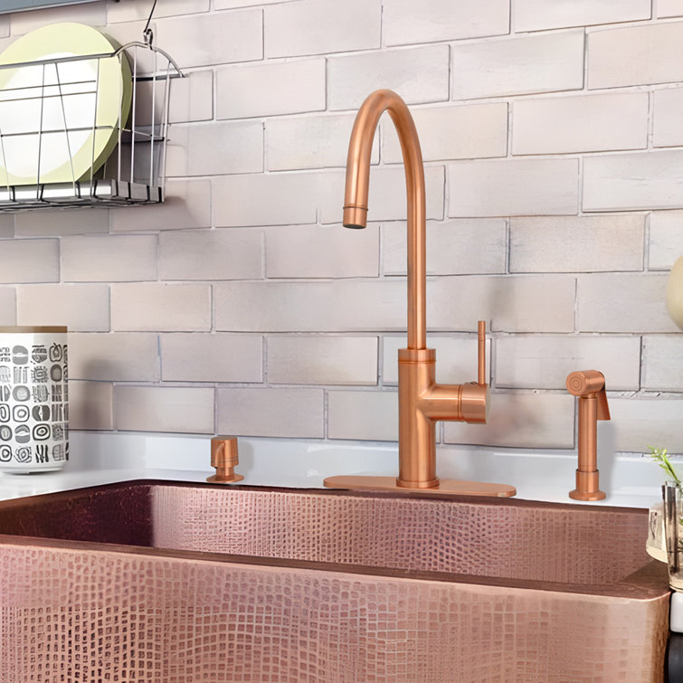 Copper Single Handle Kitchen Faucet with Side Spray