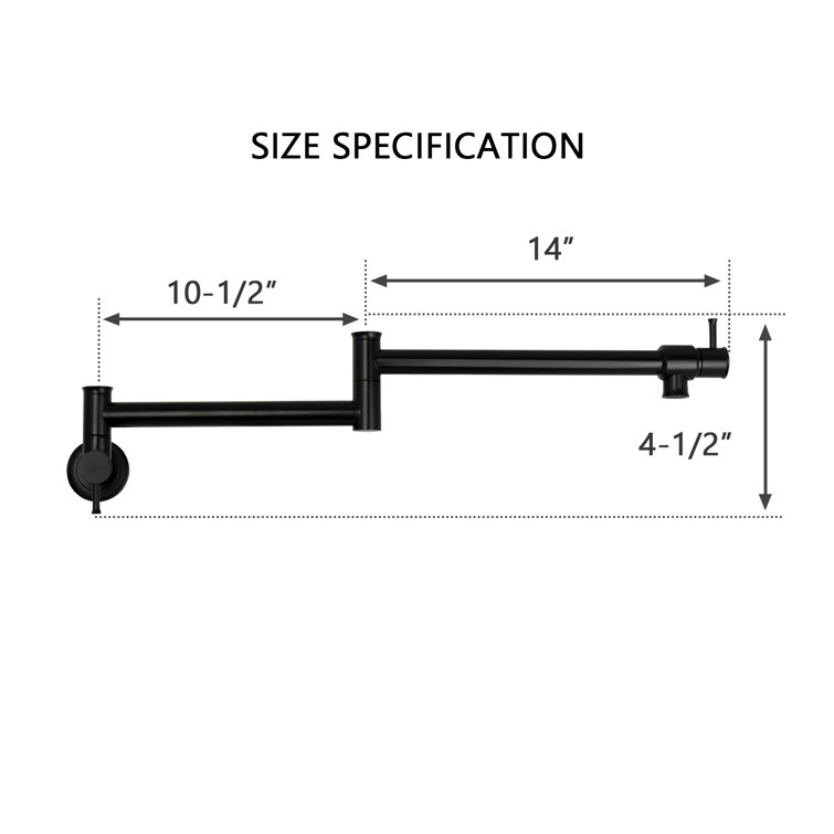 Matte Black Brass Wall Mount Pot Filler Faucet