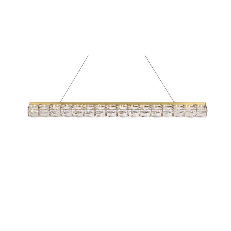 Gold and Clear Crystal LED Linear Pendant Light