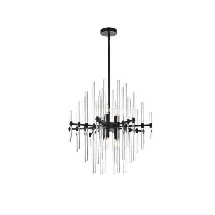 Sienna Black and Clear Crystal 6-Light Modern Pendant