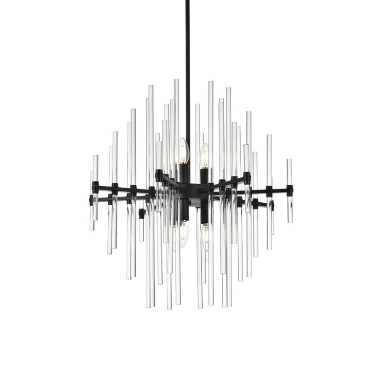Sienna Black and Clear Crystal 6-Light Modern Pendant