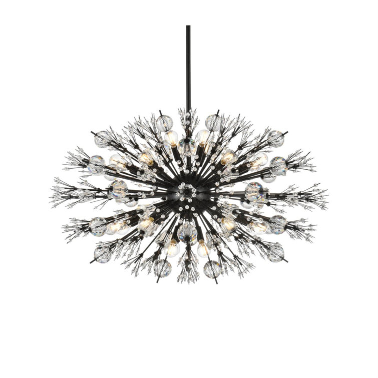 Vera 24-Light Black Crystal Starburst Pendant