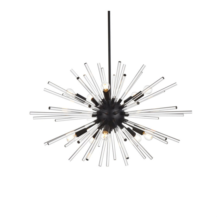 Sienna 42-Inch Black Crystal Rod Pendant Light