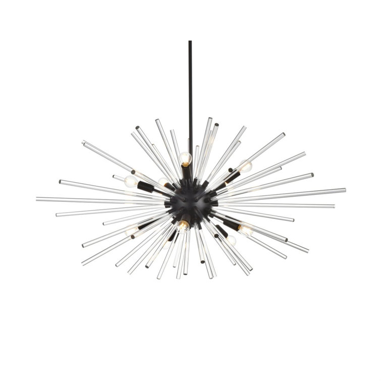 Sienna 42-Inch Black Crystal Rod Pendant Light