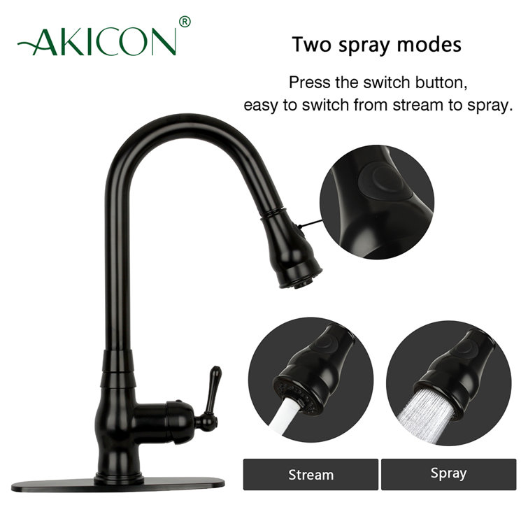 Matte Black Brass Pull-Down Kitchen Faucet with Single Handle