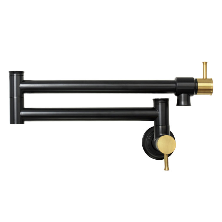 Black and Gold Brass Wall Mount Pot Filler Faucet